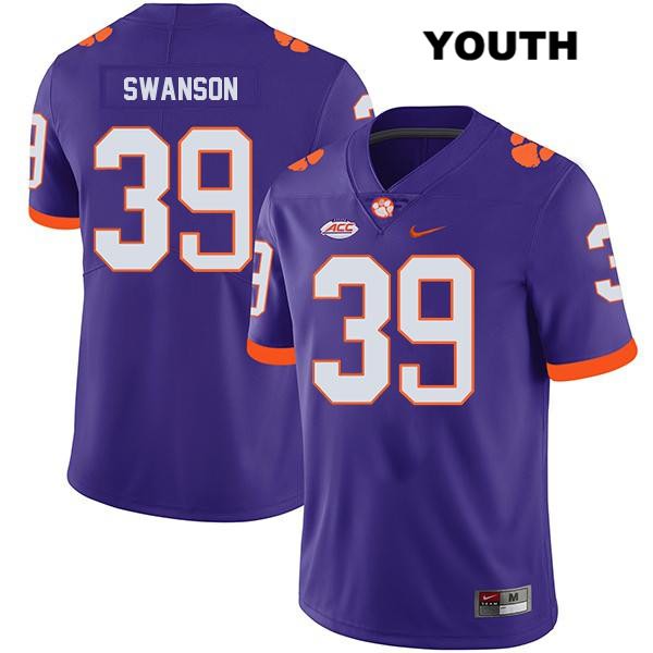 Youth Clemson Tigers #39 Aidan Swanson Stitched Purple Legend Authentic Nike NCAA College Football Jersey RKY0246RO